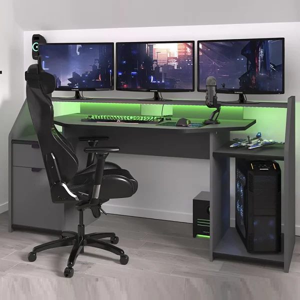 Large ergonomic desktop Gaming Desk - LED strip